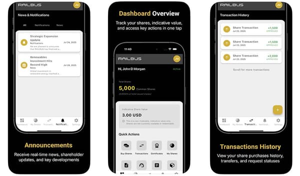 RAILBUS Launches New Shareholders Platform and Mobile App to Empower Digital Ownership